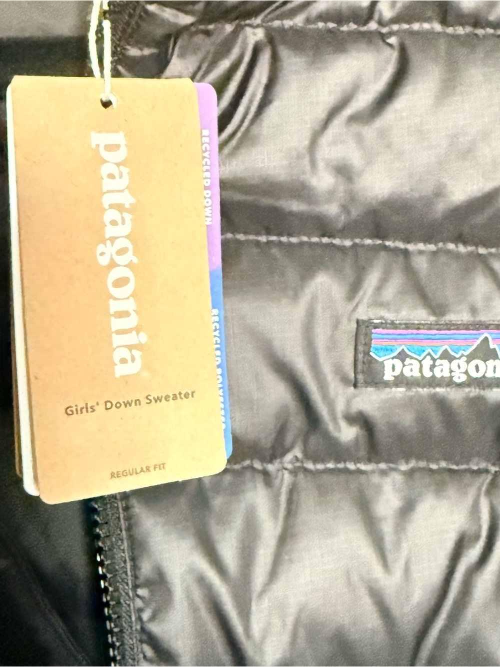 NWT Patagonia® Girls' 600 Fill Down Quilted Black Jacket Coat Size XL 14 - Picture 5 of 11